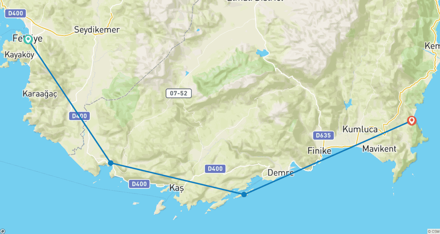Mapa do percurso de Fethiye - Cruzeiro Azul Olympos (18-39 anos e Idade Mista)