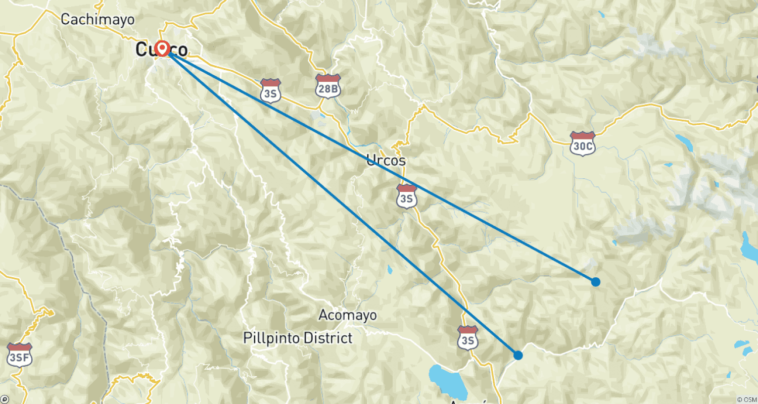 Mapa do percurso de Caminhada à Montanha Arco-Íris e ao Vale Vermelho: 2 Dias/1 Noite