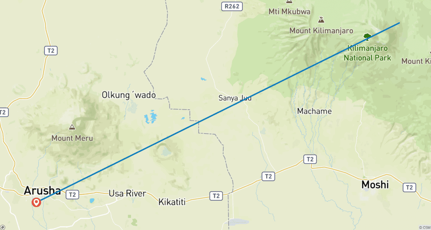Mapa do percurso de Pedale no Oeste do Kilimanjaro