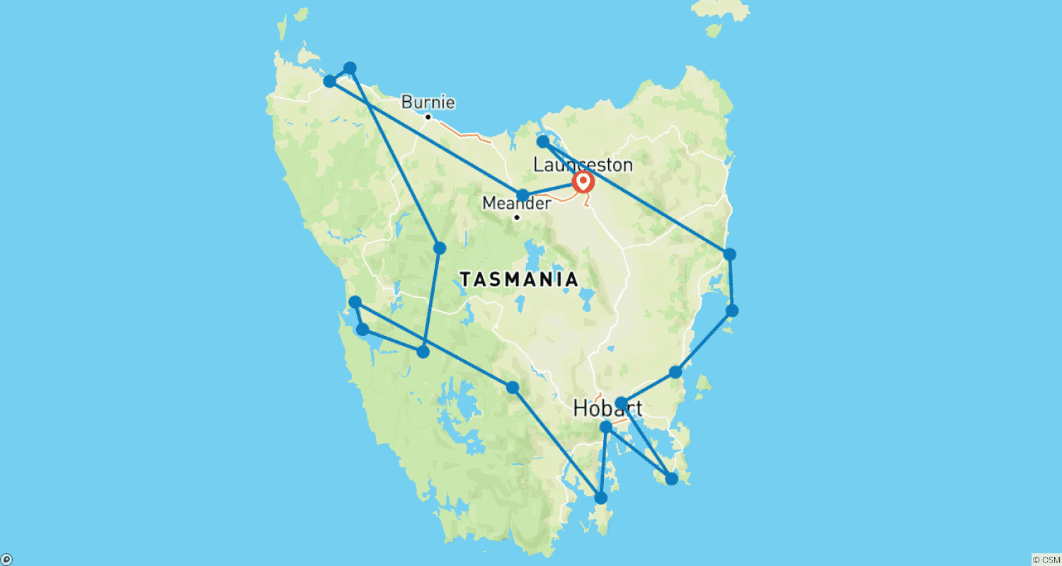 Mapa do percurso de Grand Tasman Launceston para Launceston (2026)