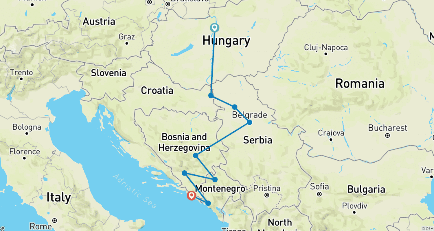 Mapa trasy: Balkan Adventure