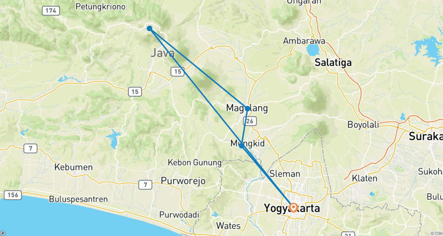 Mapa do percurso de Amazing Yogyakarta Tour With Local People