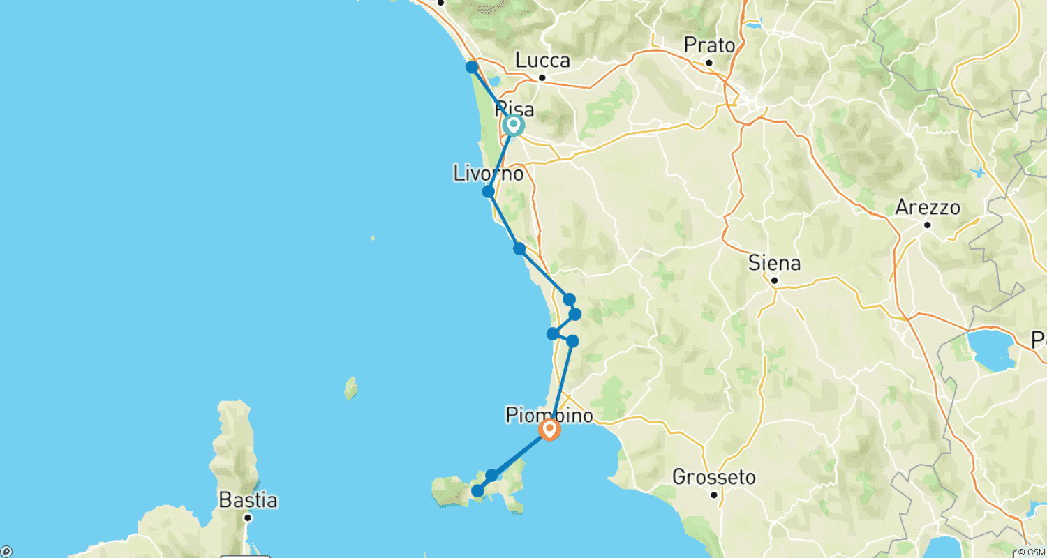 Mapa trasy: Wybrzeże Toskanii