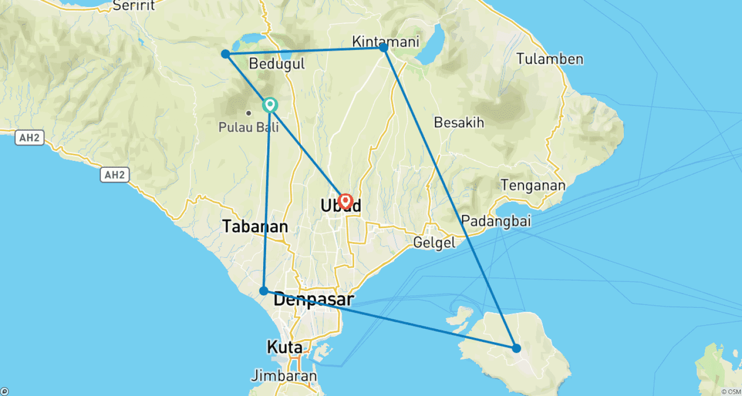 Mapa do percurso de Tour de Instagram de 7 Dias em Bali