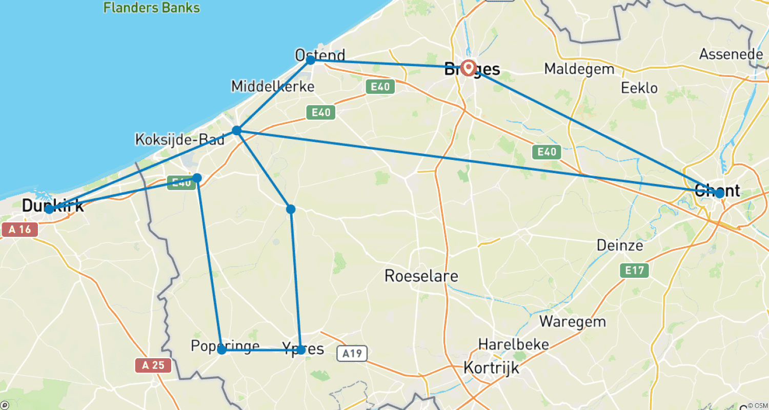 Mapa trasy: Flandria Zachodnia / Trzy Kraje (Jeden Tydzień)