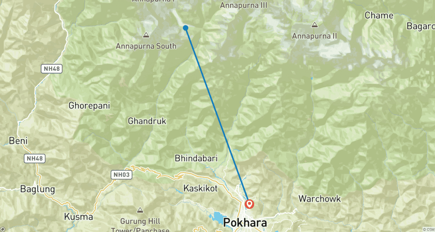 Annapurna Helicopter Tour- Day Tourのルートマップ