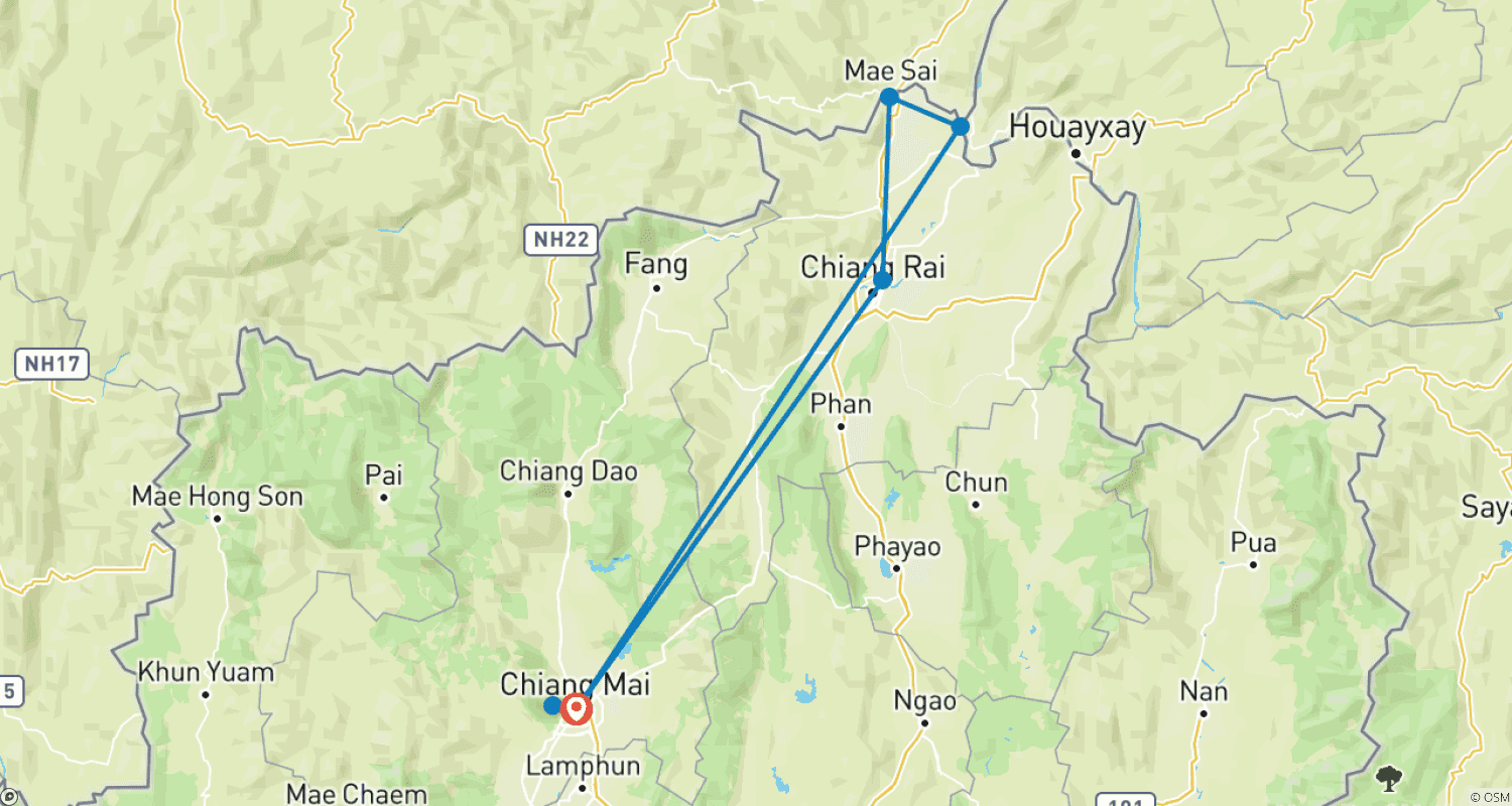 Mapa do percurso de Mais de 20 destaques: Viagem e atividades divertidas em Chiang Mai