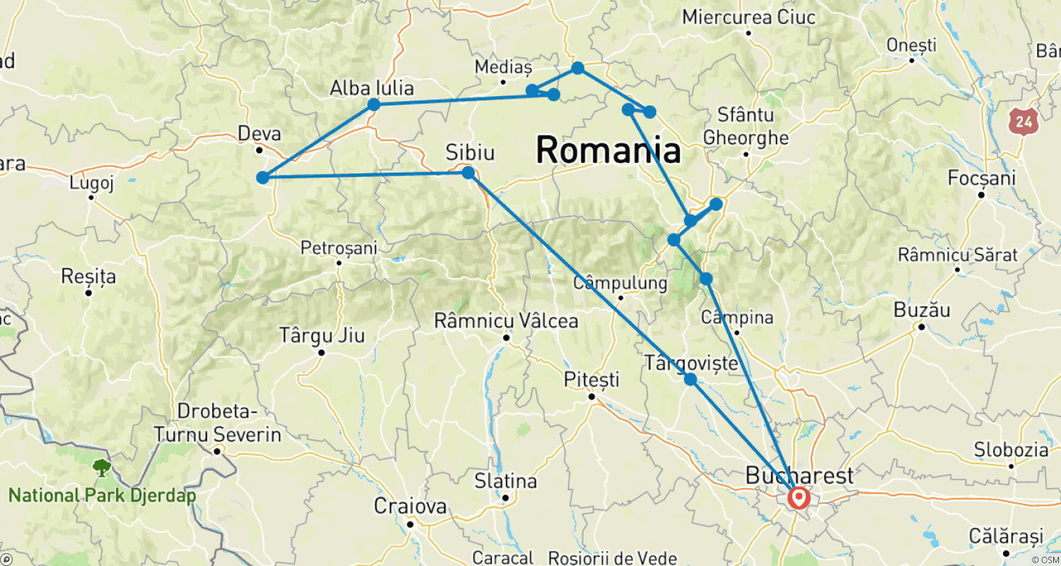 Mapa trasy: Mity i legendy Transylwanii