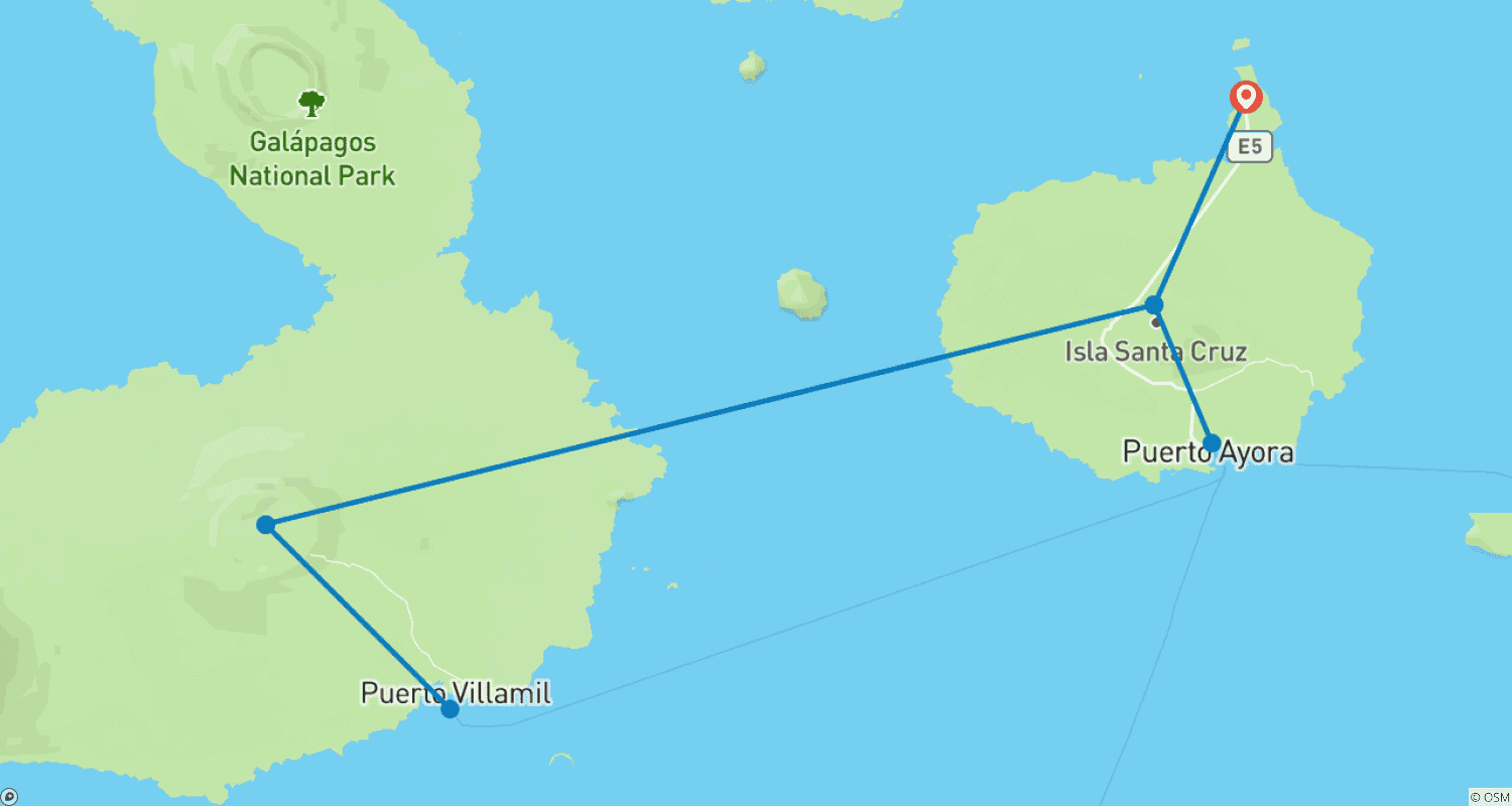 Mapa do percurso de Excursão de 5 Dias de Ilha em Ilha em Galápagos: Santa Cruz e Isabela