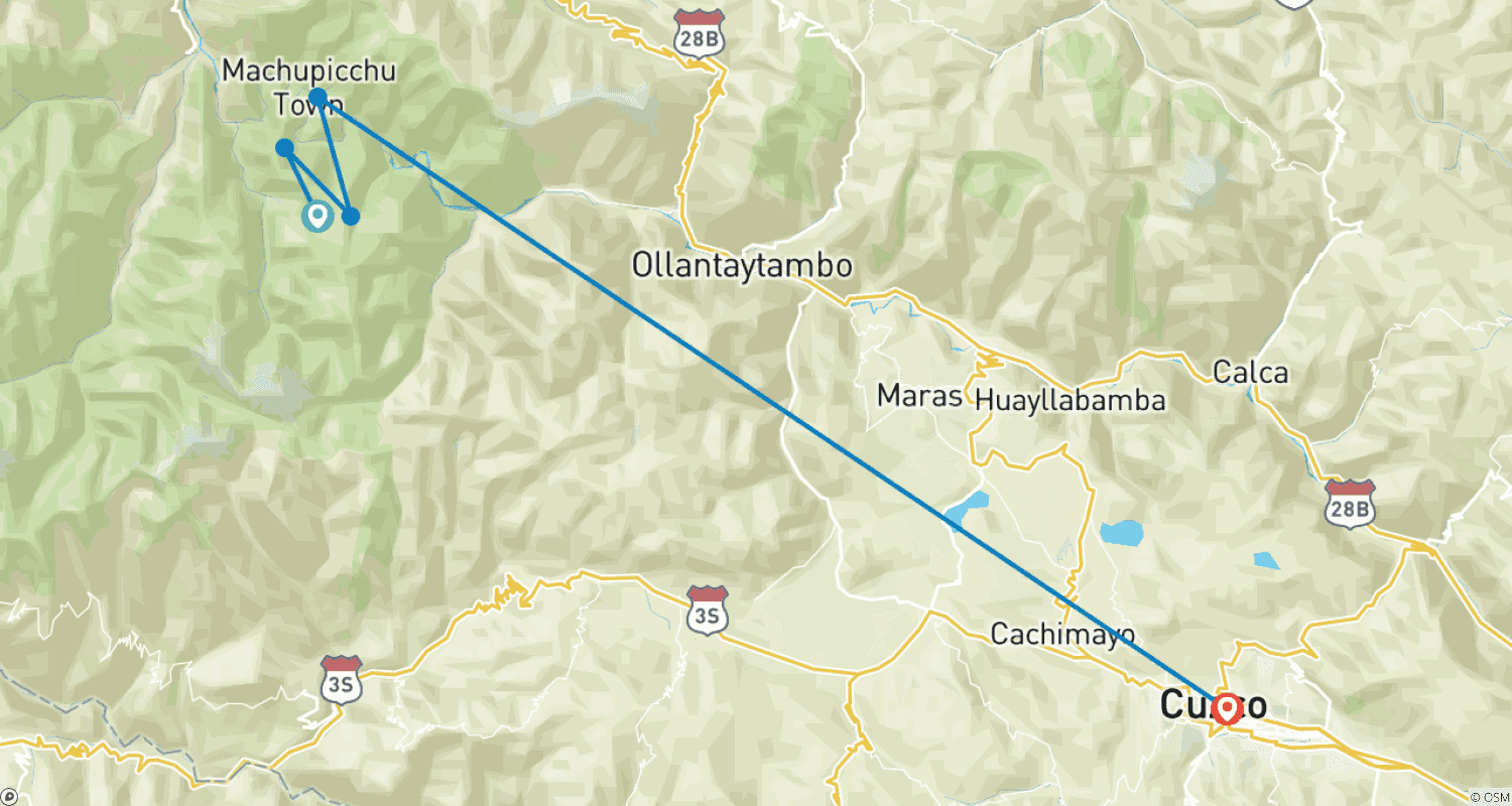 Mapa trasy: Prywatna wycieczka Szlakiem Inków 4 dni / dla rodzin lub par