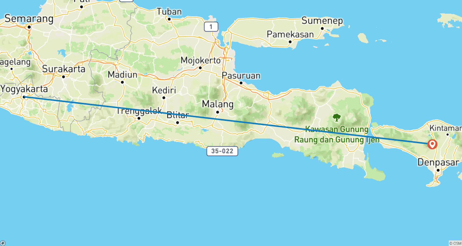 خريطة مسار Indonesia Experience :Yogyakarta and Bali Tours