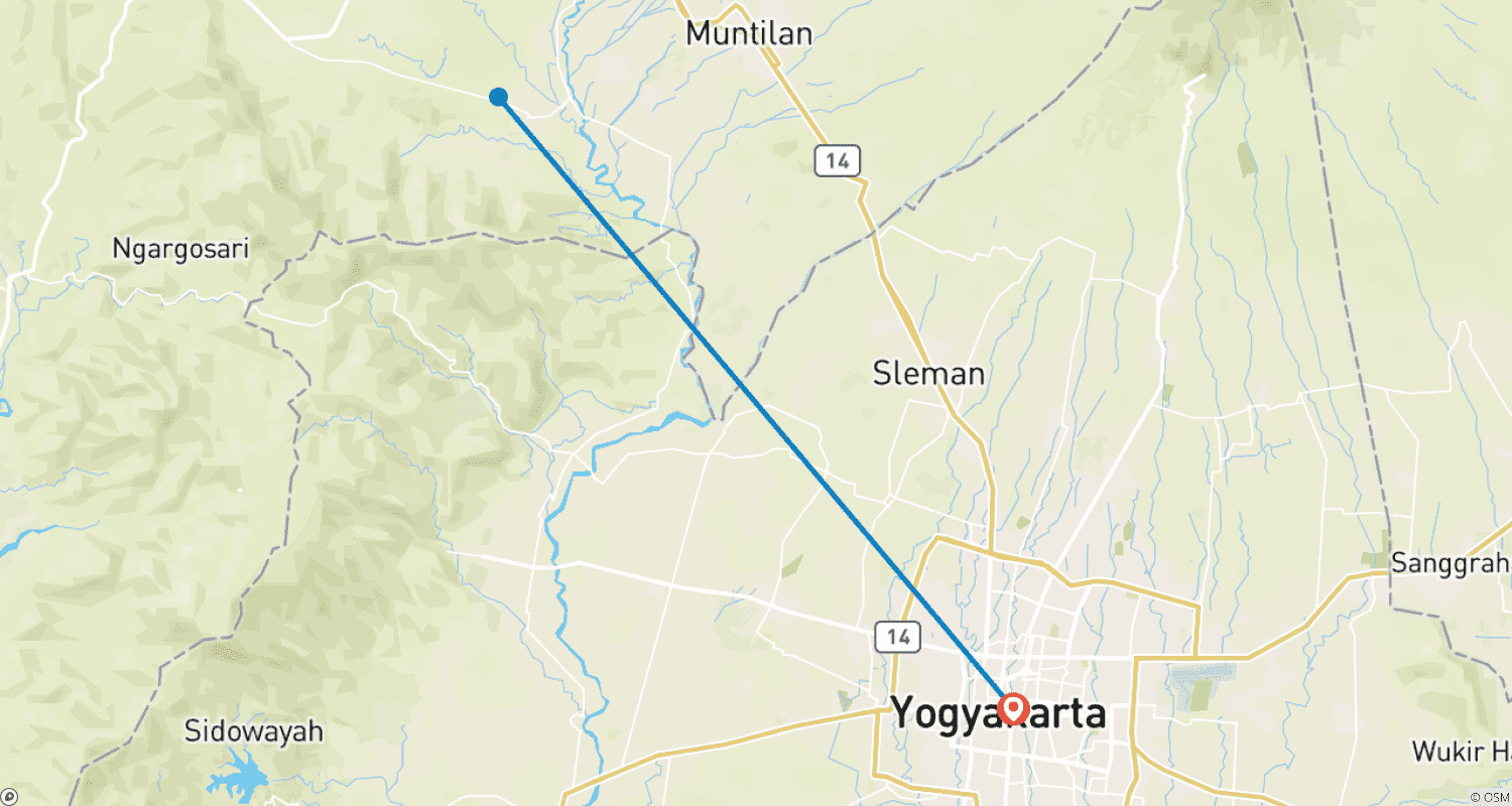 Mapa do percurso de Melhores Passeios em Yogyakarta 3 dias