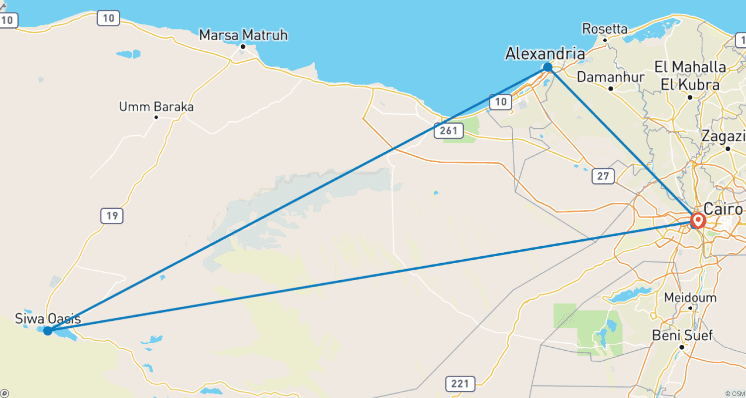 Mapa trasy: Egipskie Skarby: 7-dniowa podróż od Piramid do Oazy Siwa