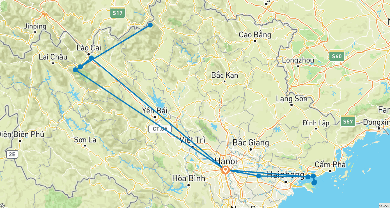 Mapa do percurso de Vietnã: Doce Lua de Mel de 7 Dias