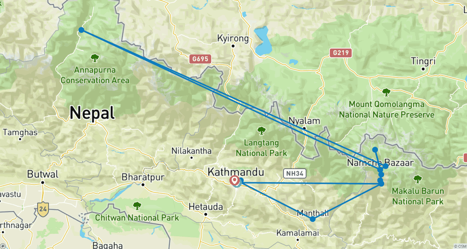 Mapa trasy: Trekking Panorama Everestu