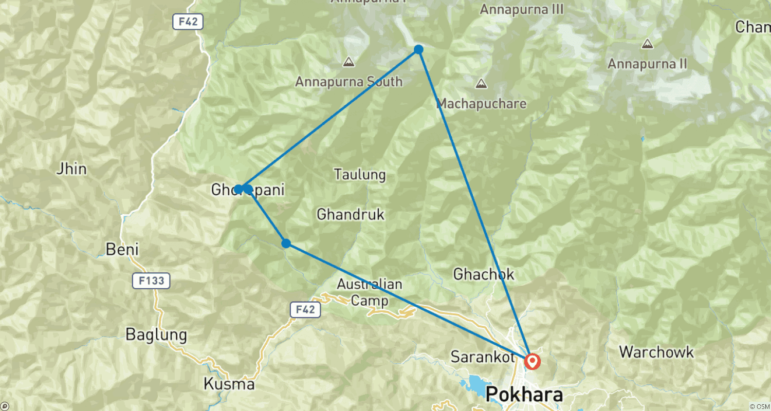 Mapa trasy: Trek na Poon Hill