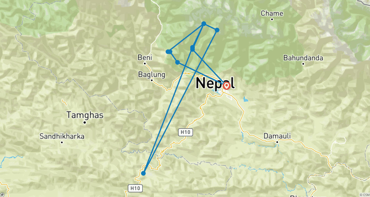 Mapa trasy: Annapurna Base Camp Trek
