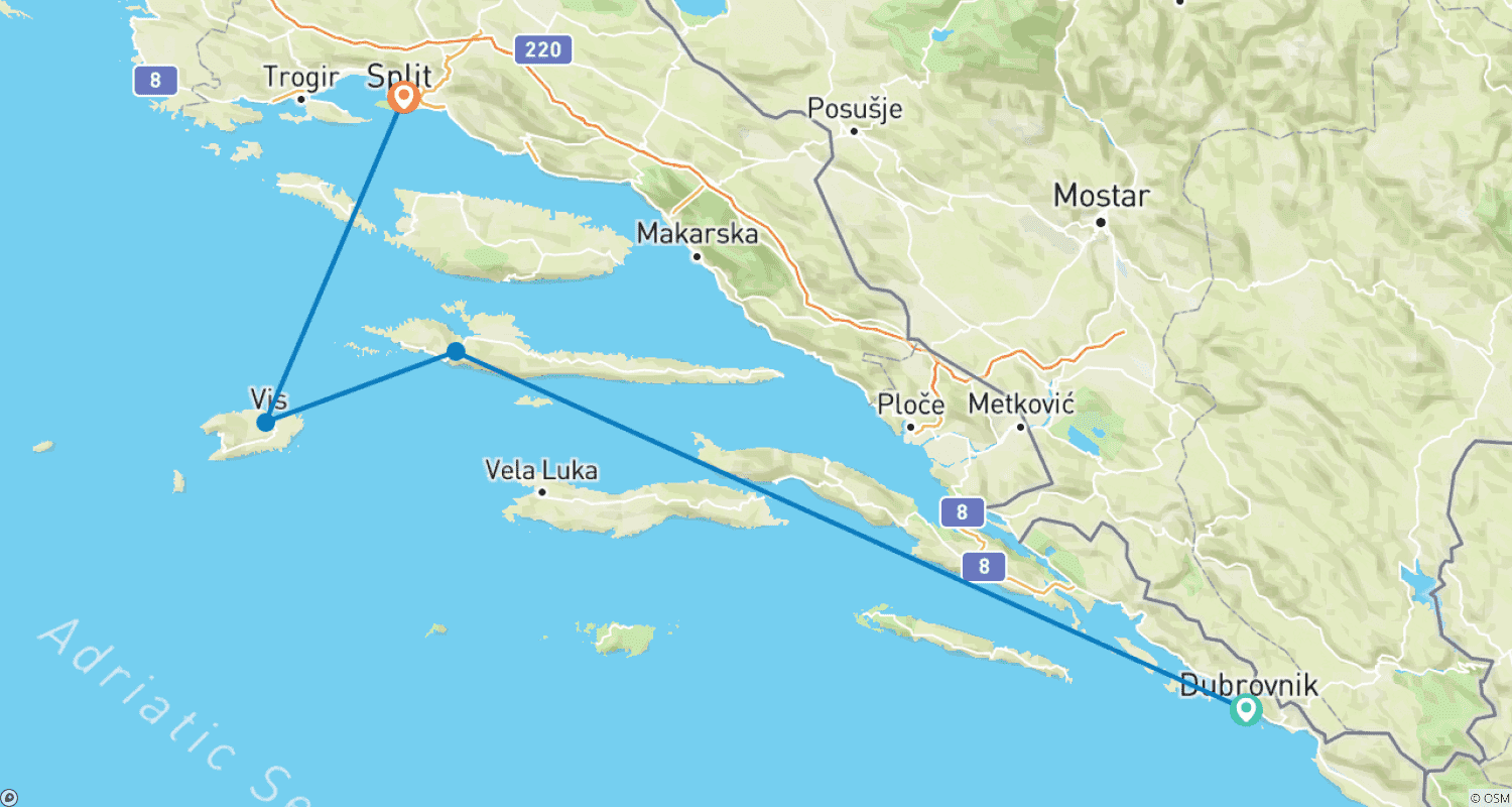 Mapa trasy: Odkryj Chorwację
