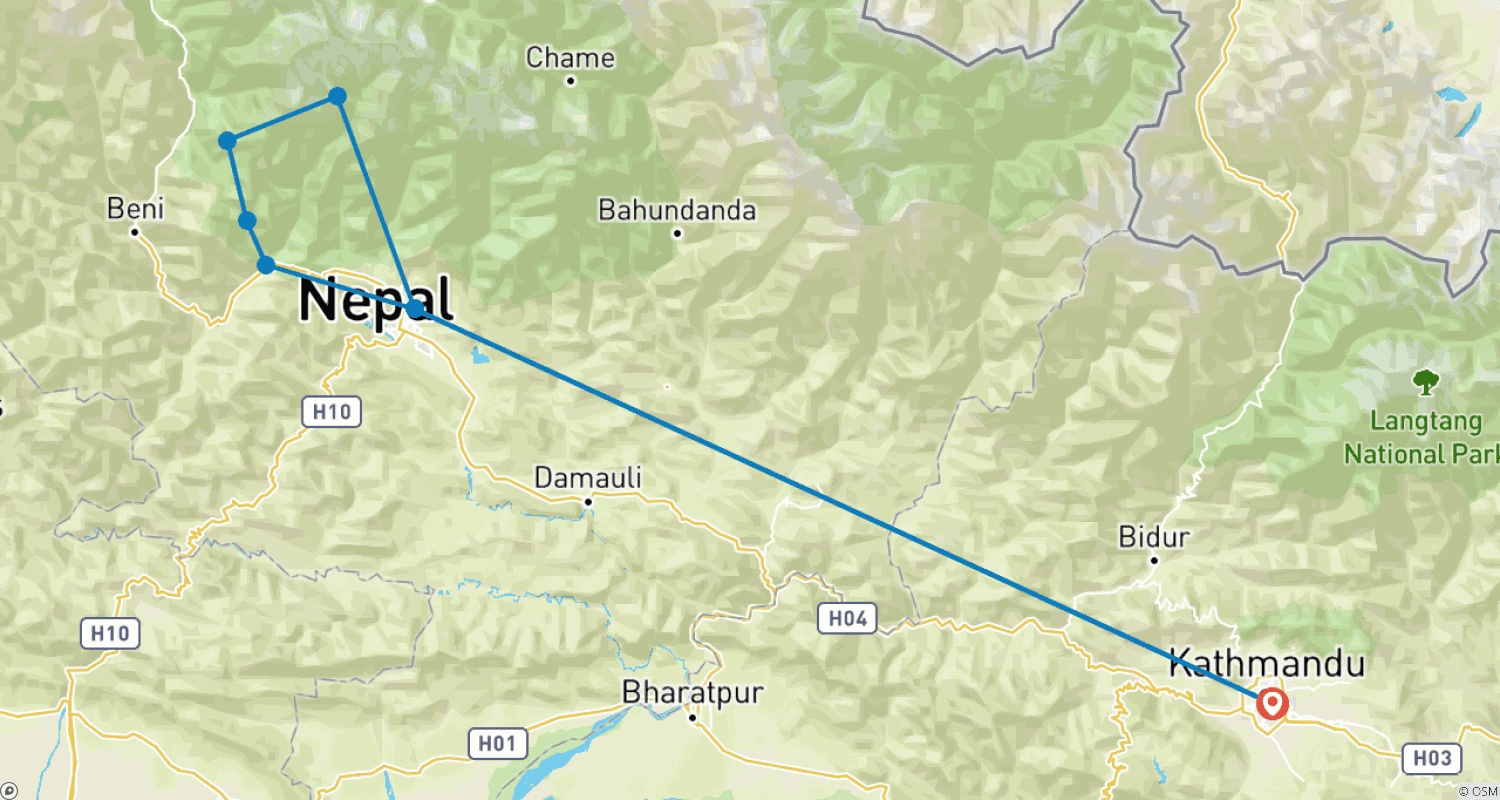 Mapa do percurso de Khopra Ridge Trekking