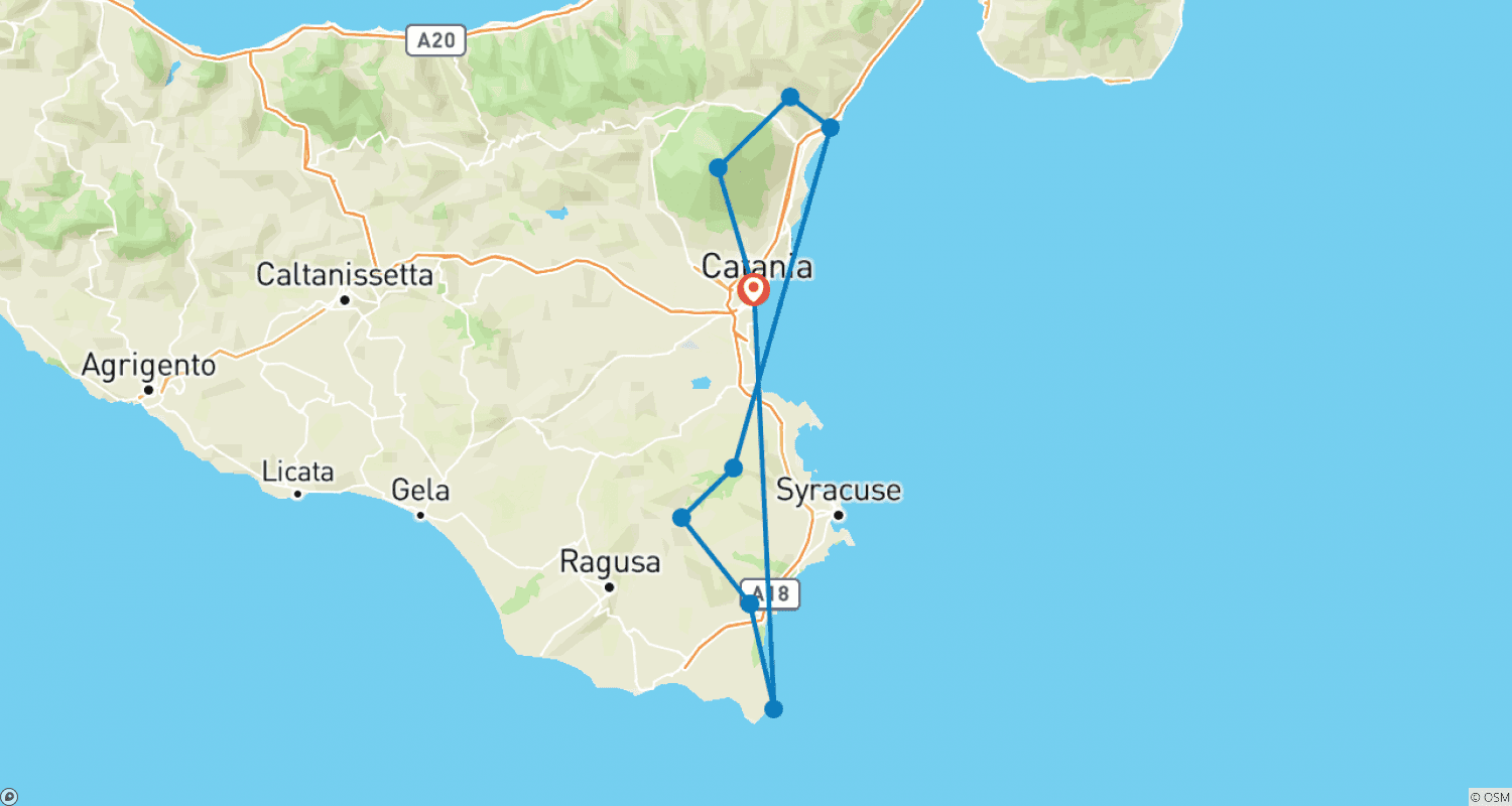 Mapa trasy: E-MTB Wielka Podróż po Sycylii