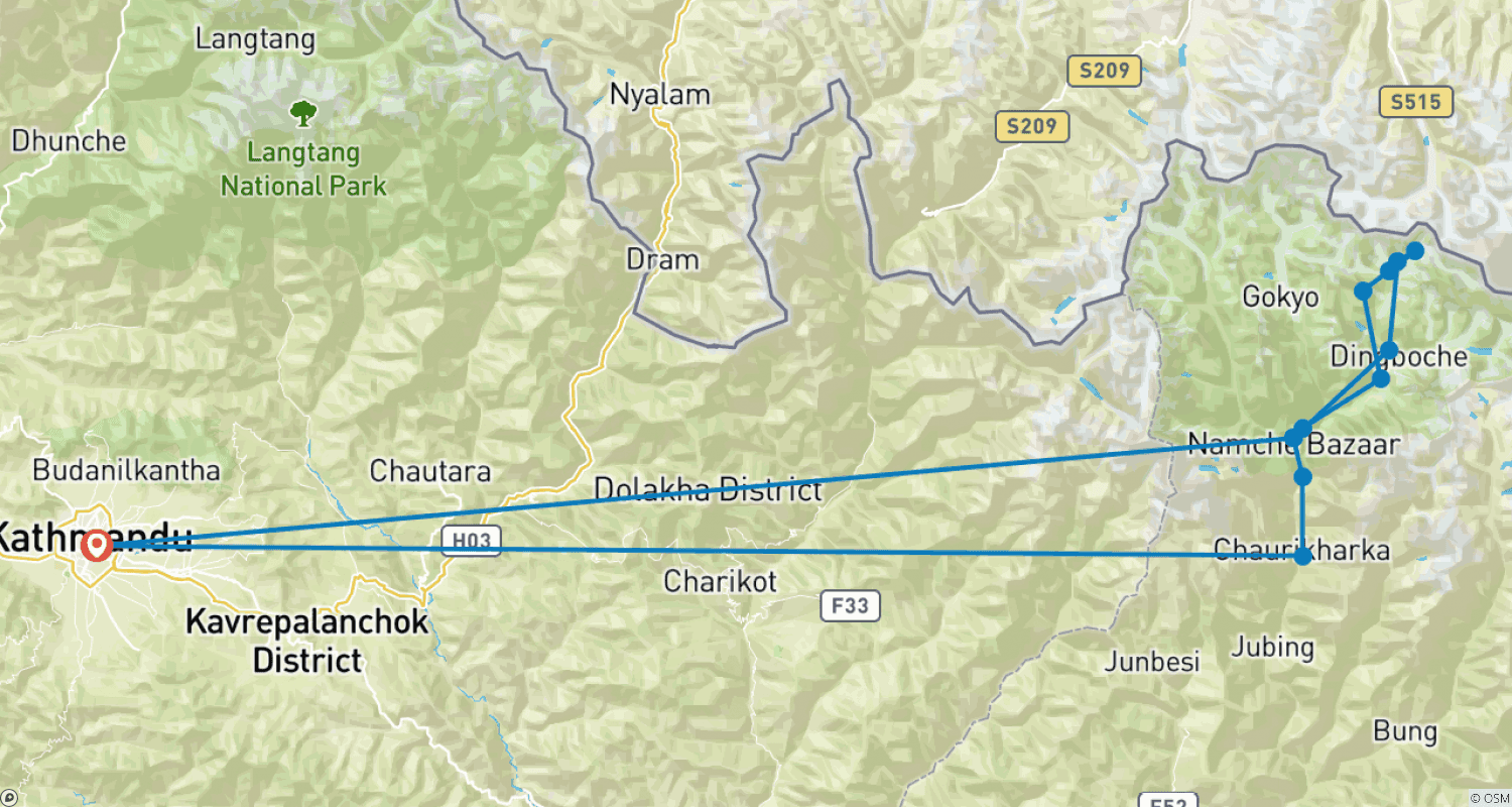 Mapa trasy: Trekking do Bazy pod Mount Everestem