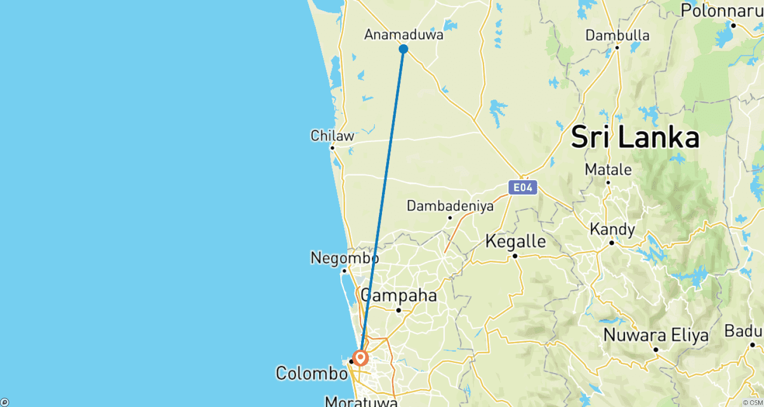 Mapa trasy: 6-Day Authentic Experiences in Sri Lanka