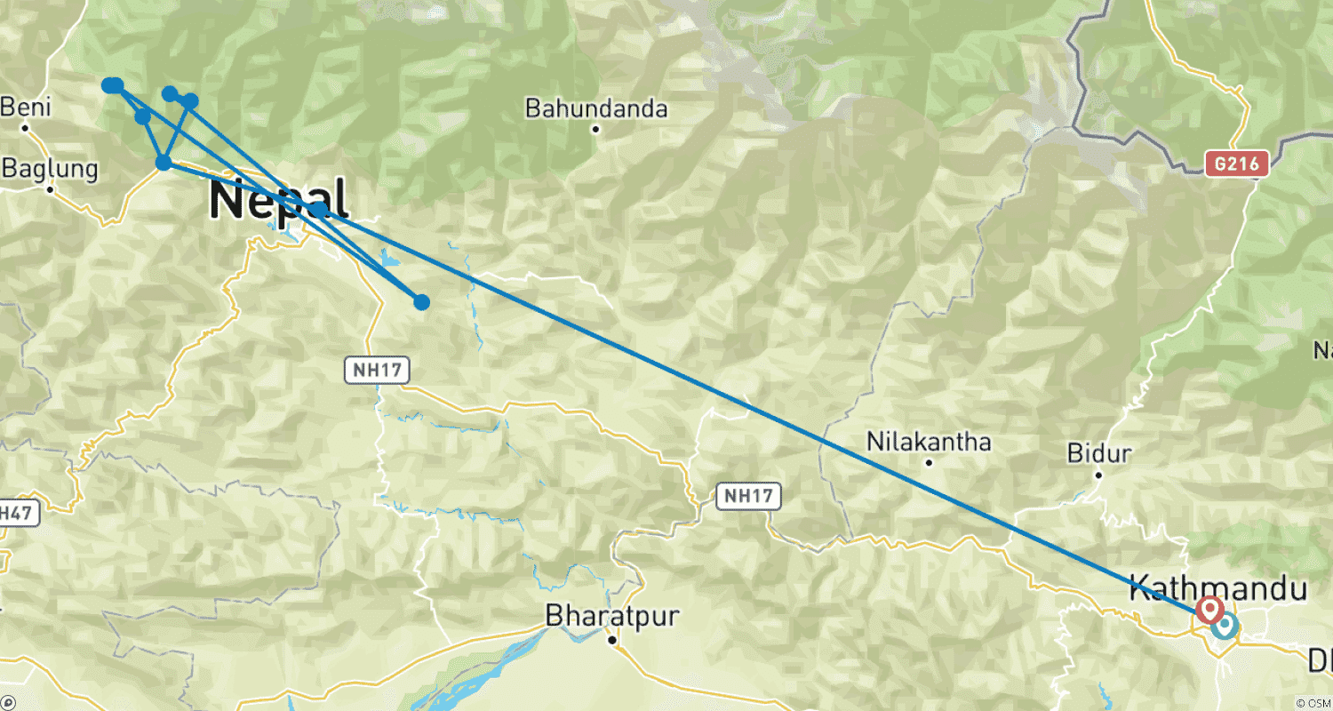 Ghorepani Poon Hill トレックのルートマップ