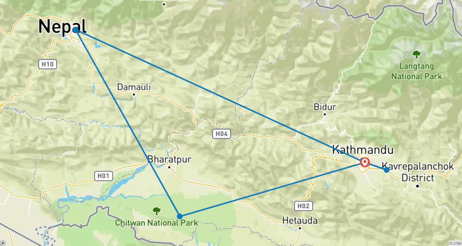Best Nepal Tourのルートマップ