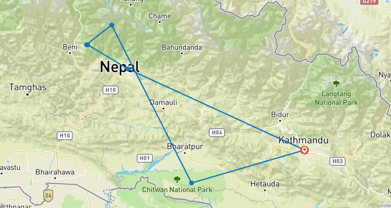 Mapa trasy: Przygoda w Nepalu