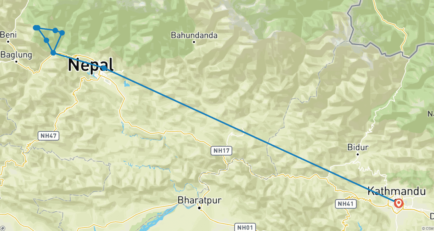 خريطة مسار رحلة Ghorepani Poon Hill