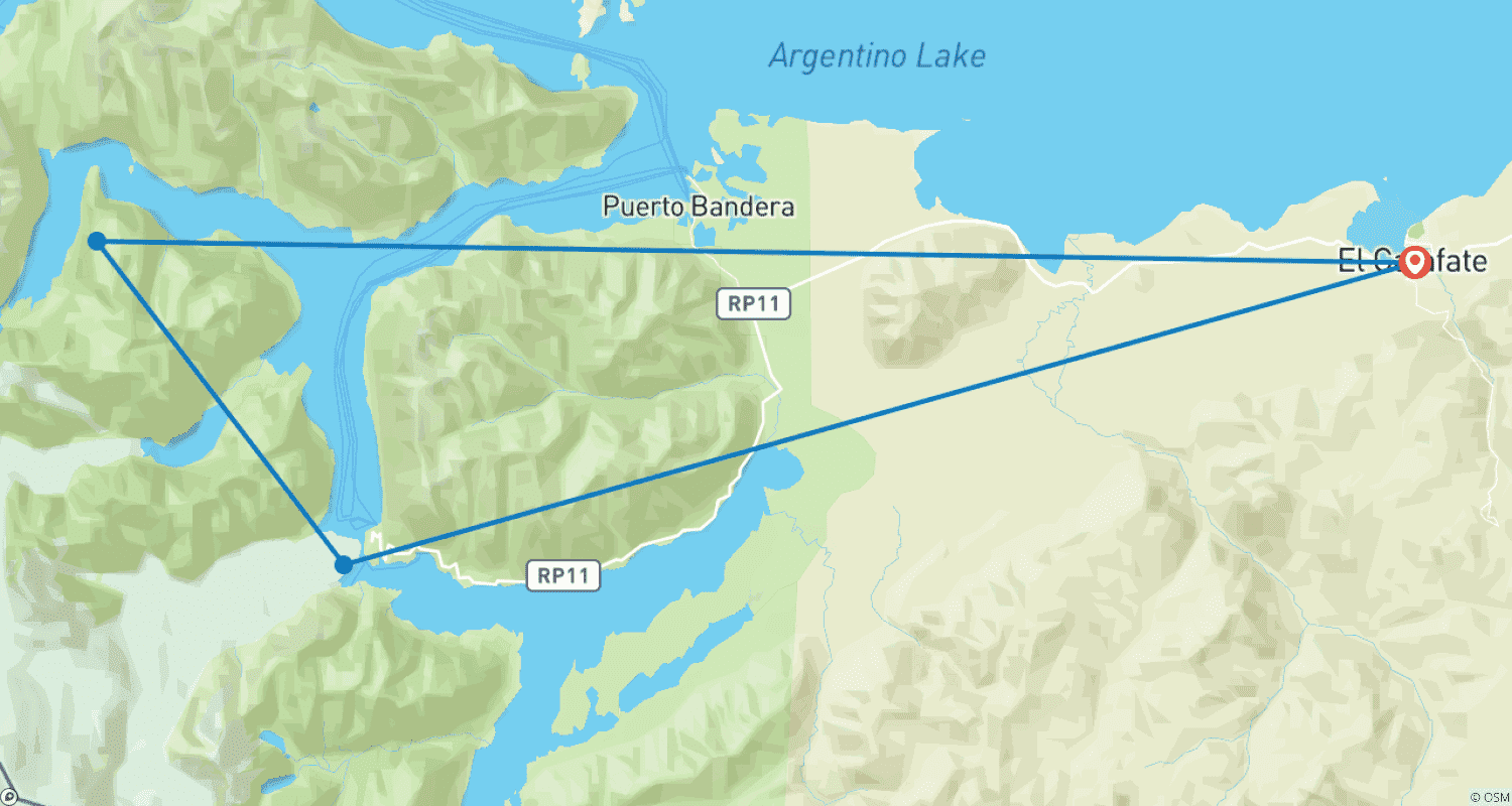 خريطة مسار أرض الأنهار الجليدية: El Calafate