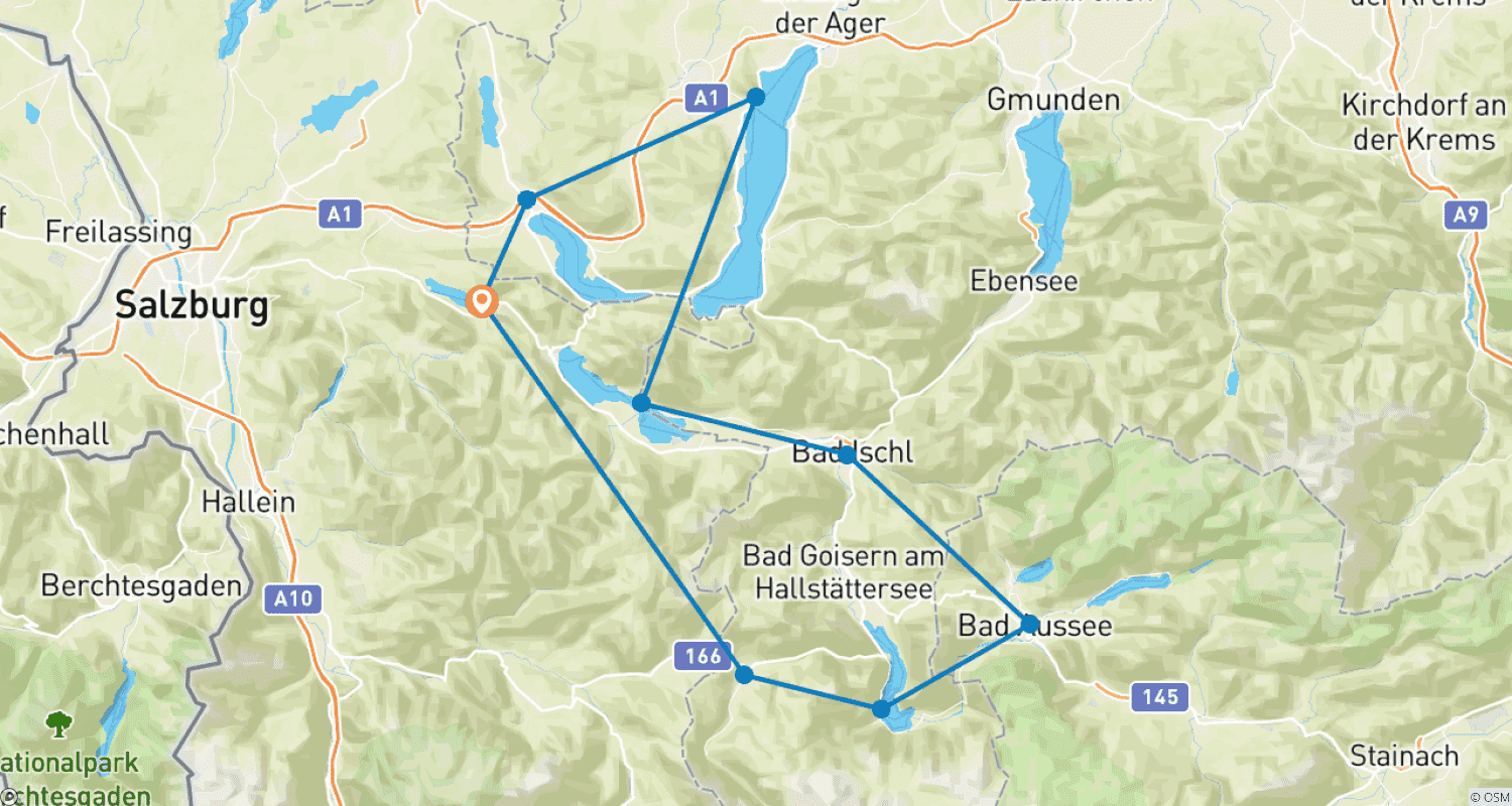 Mapa do percurso de Tour de Trekking pelos Dez Lagos