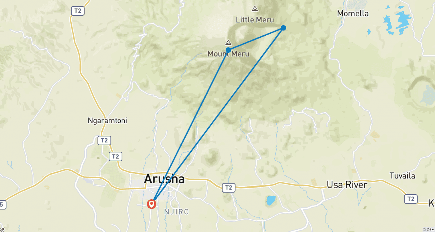 Mapa do percurso de Conquiste o Monte Meru em 5 dias