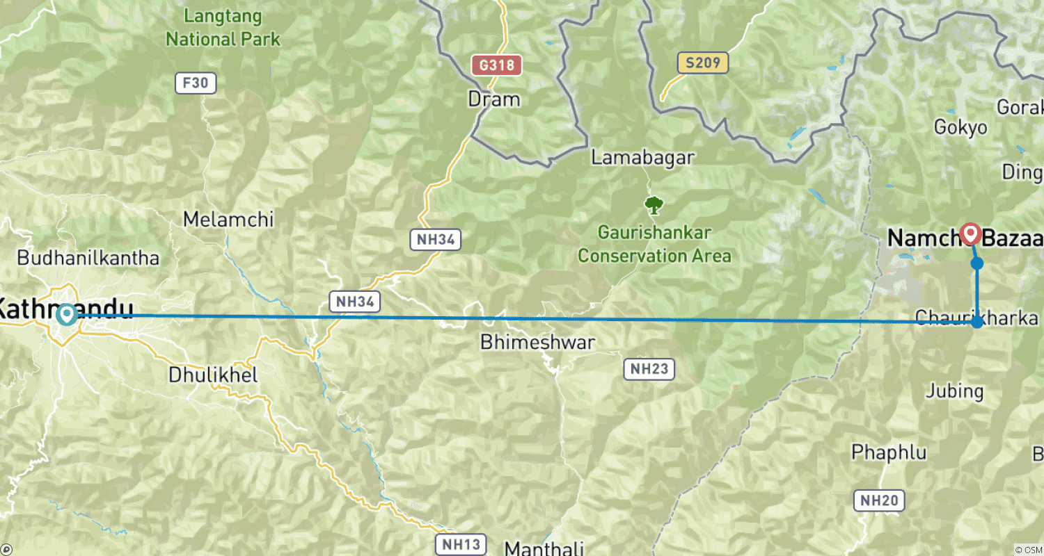 Mapa trasy: 7-dniowy Trek z Widokiem na Everest