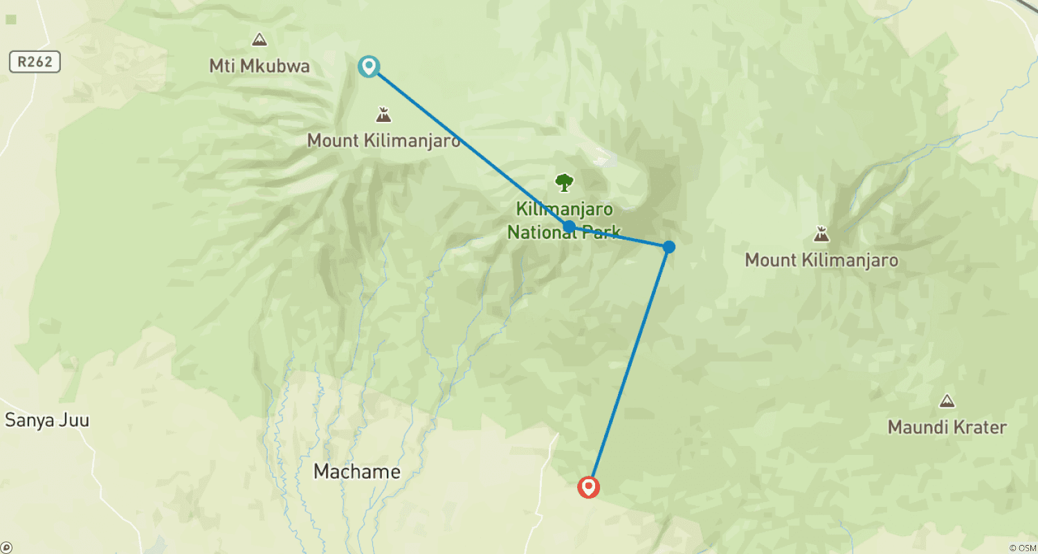 خريطة مسار Kilimanjaro climb shira route 6 days