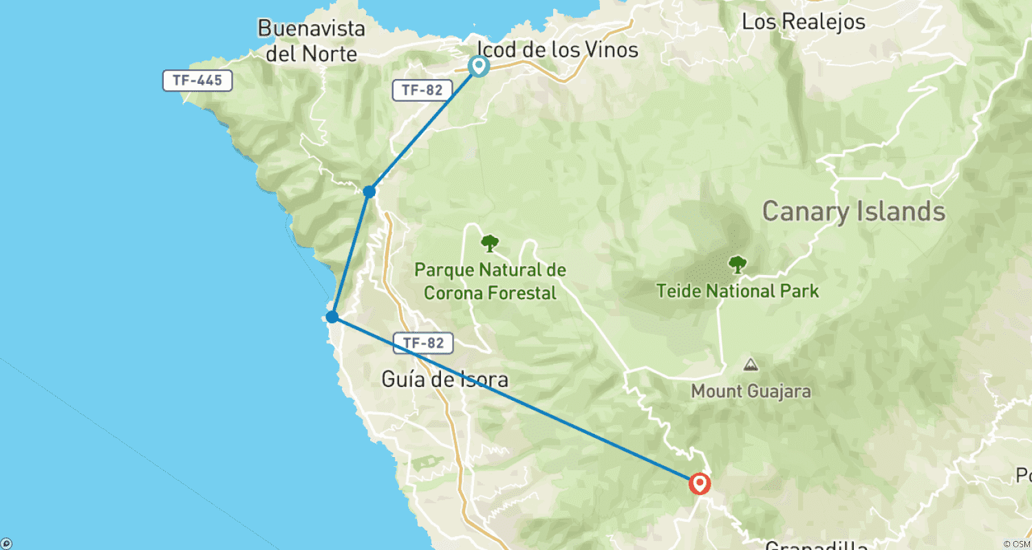 Mapa trasy: Pieszy Raj Teneryfa