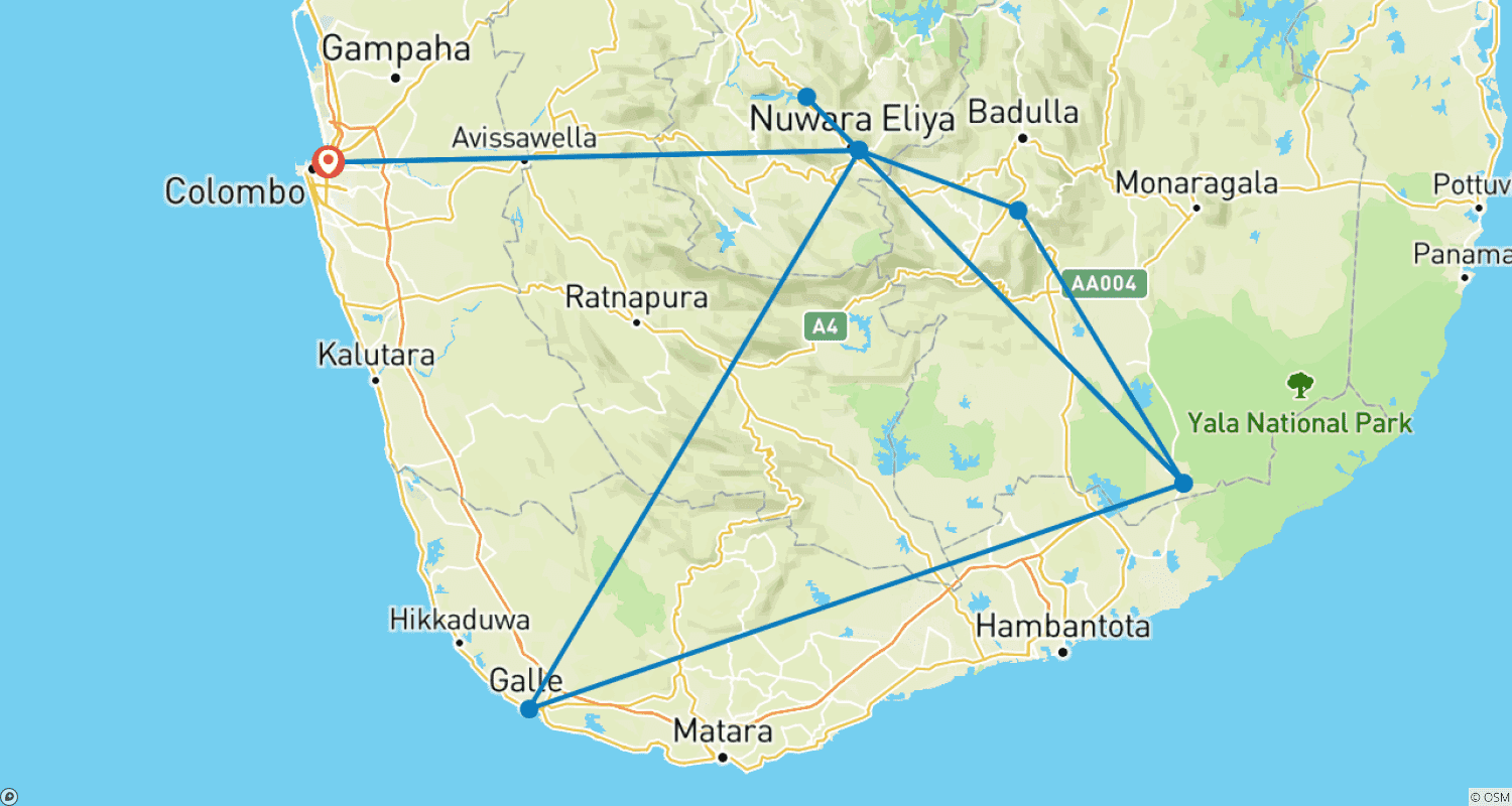 Mapa do percurso de Destaques do Ramayana em 4 Dias