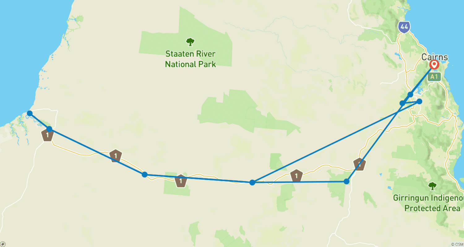 Mapa do percurso de Gulf Savannah Wanderer (Pequenos Grupos)