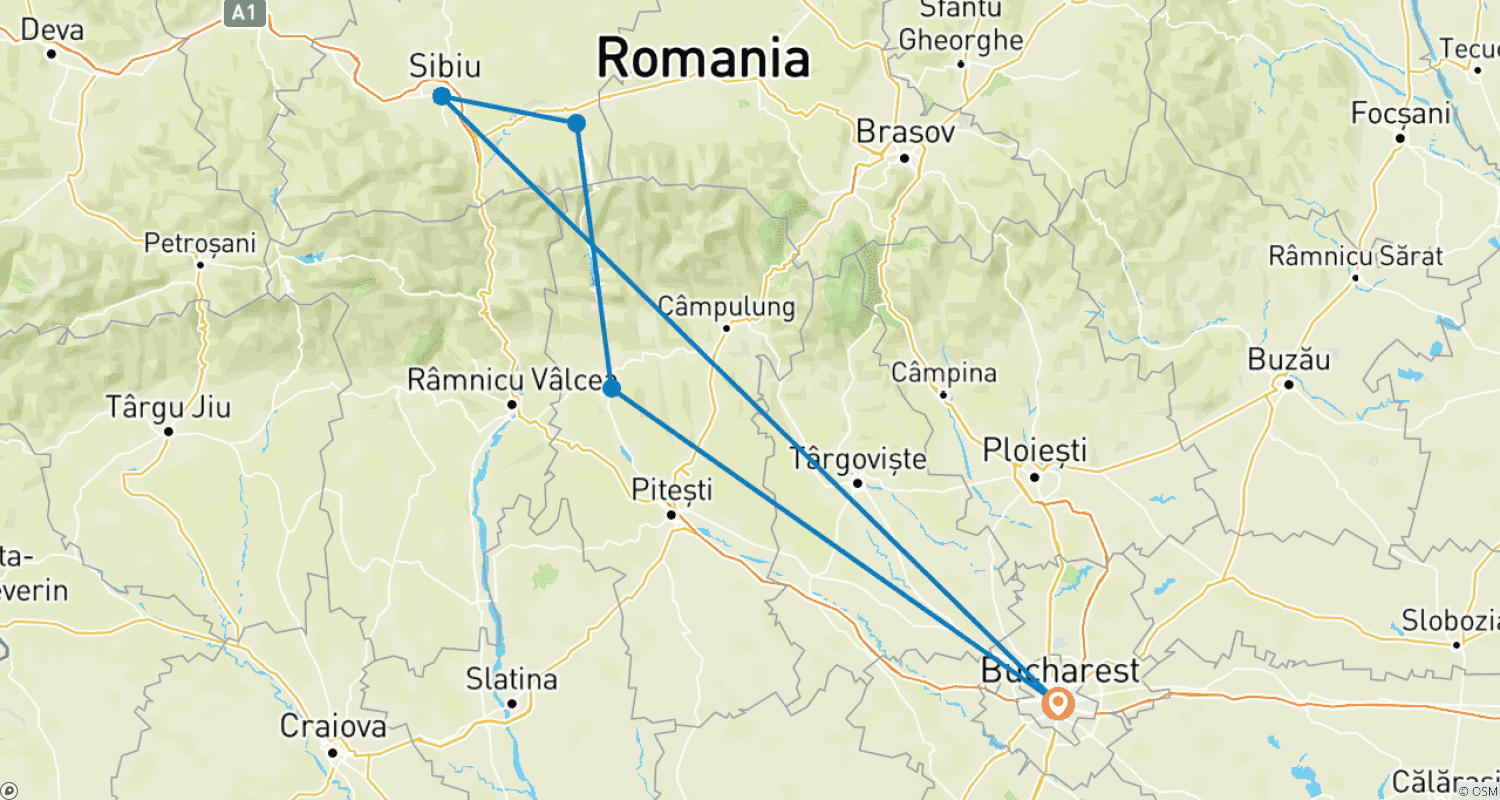 Mapa trasy: Wycieczka Drogą Transfogaraską i do Średniowiecznego Miasta Sybin