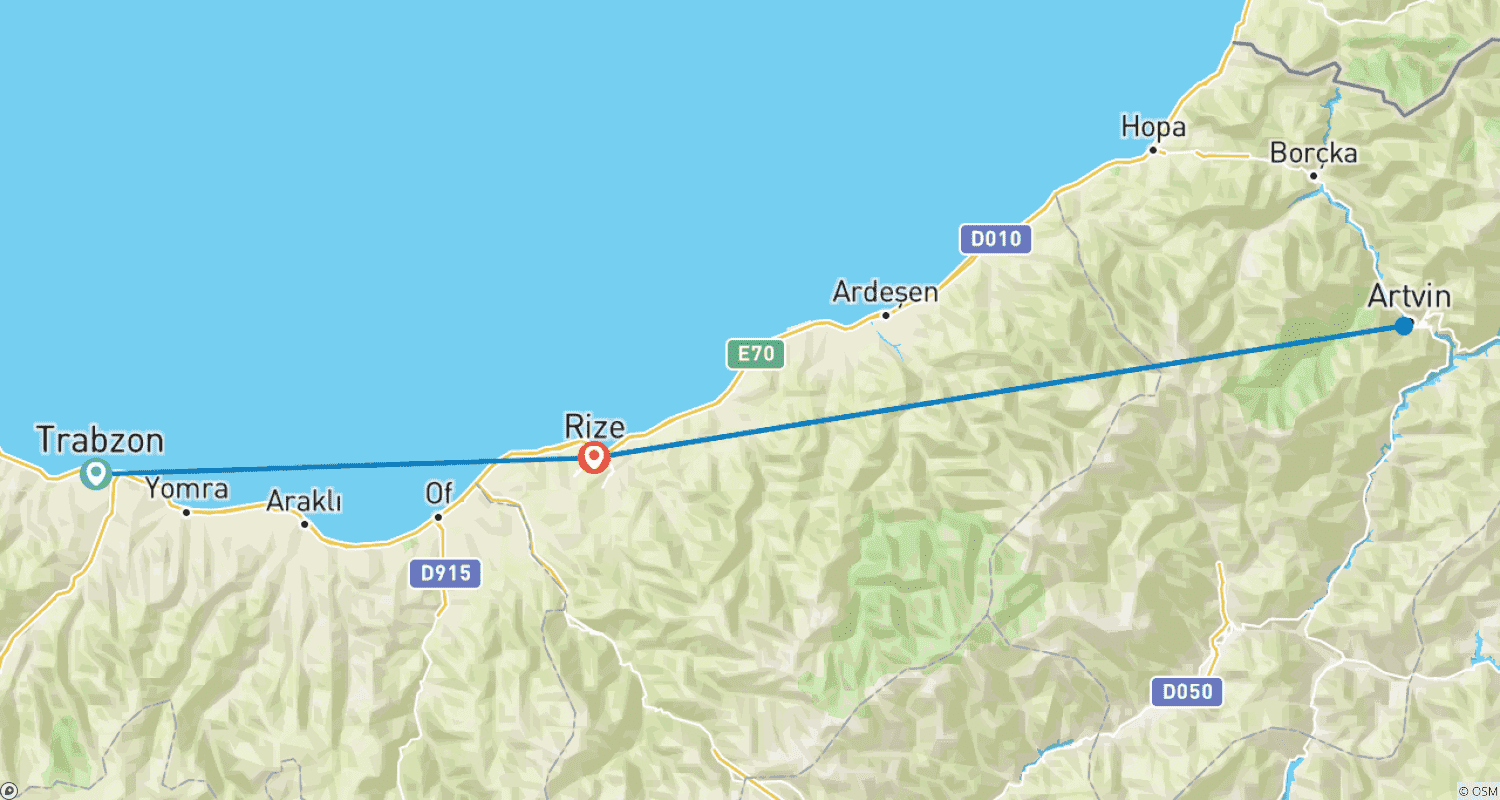 Mapa do percurso de Desfrute da Excursão ao Mar Negro