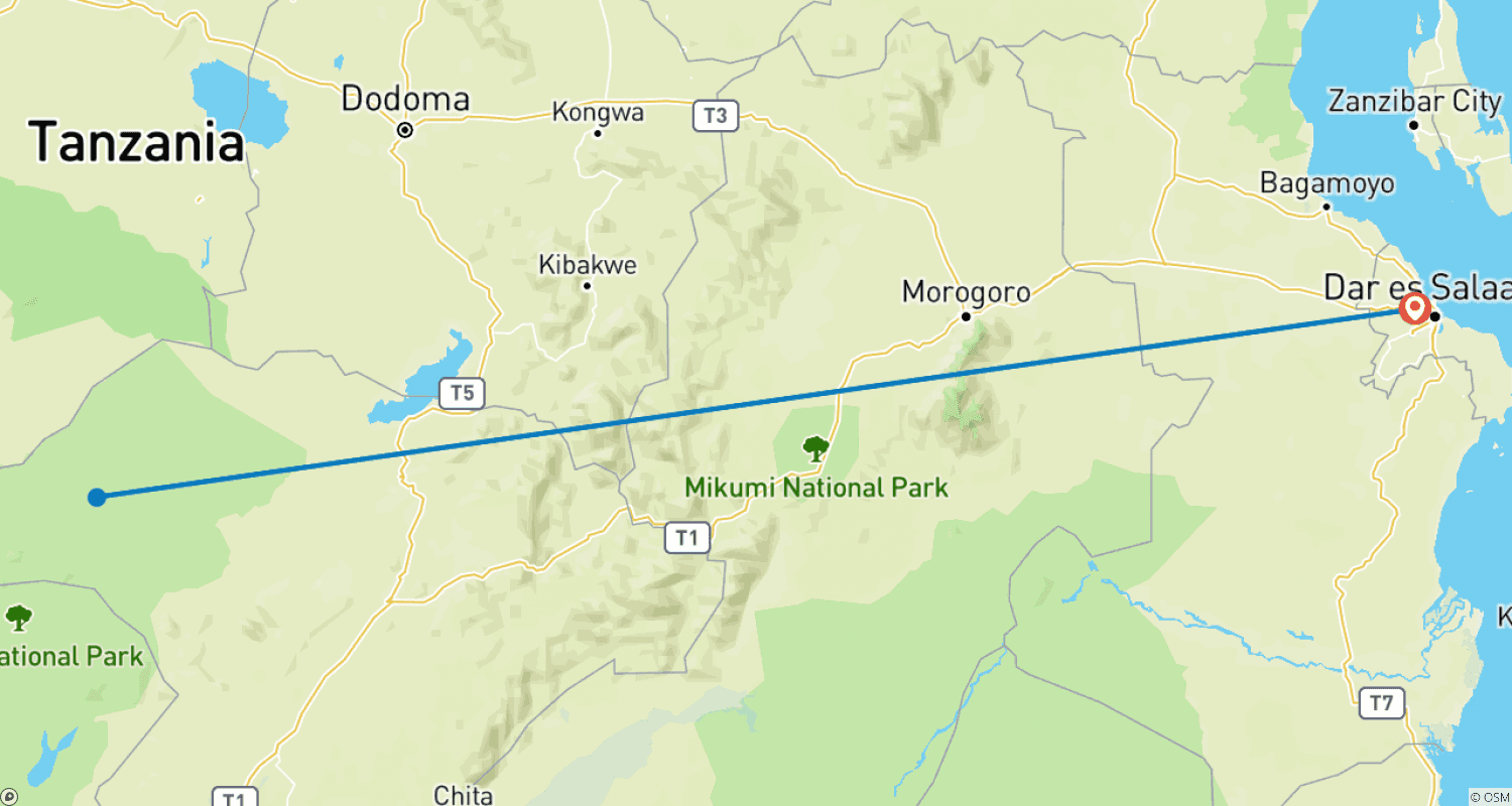 Mapa trasy: Park Narodowy Ruaha - 3 dni