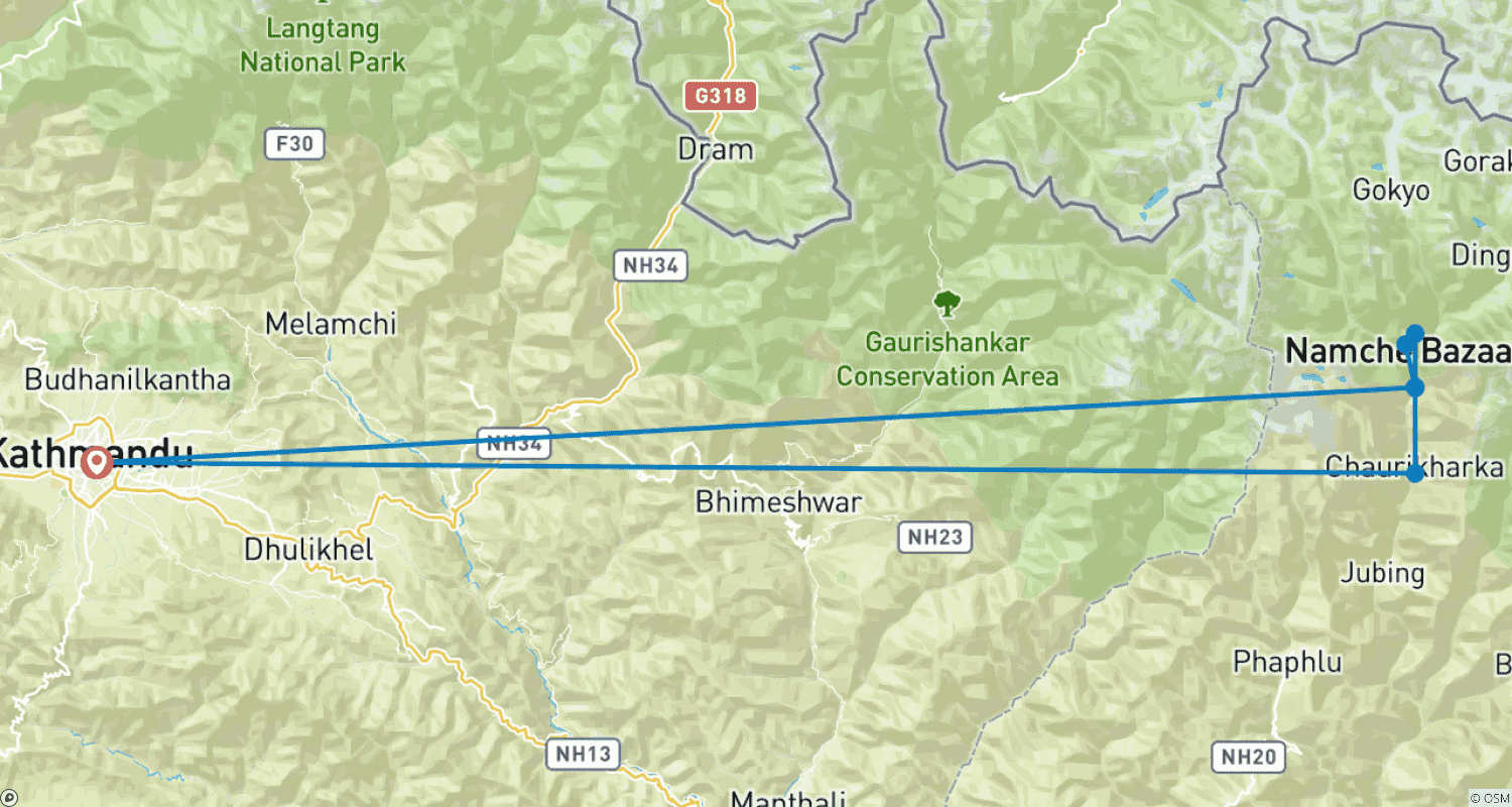 Mapa trasy: Krótki Trekking z Widokiem na Everest