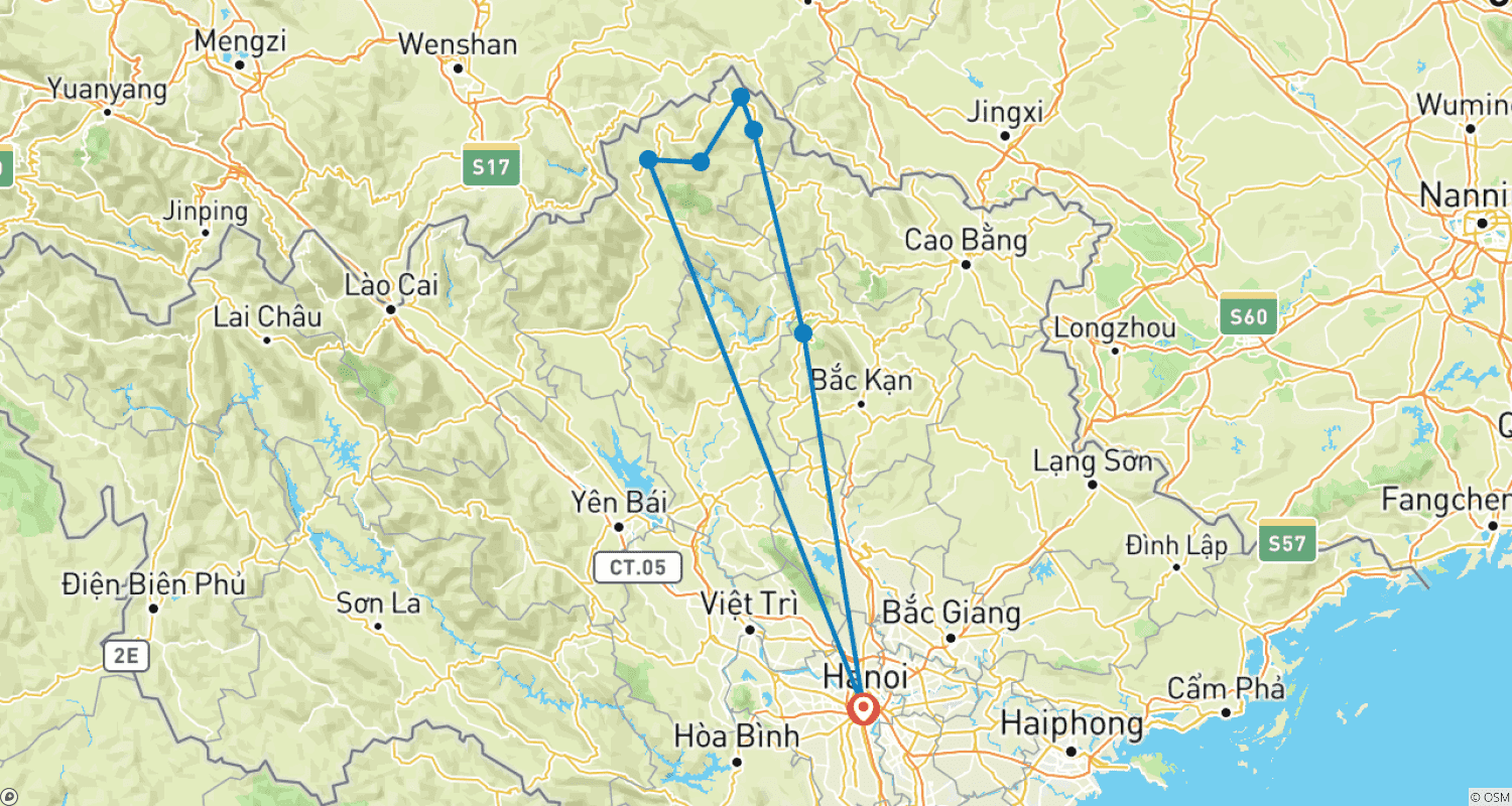 Mapa do percurso de 4-Day: Ba Be National Park - Ha Giang Loop
