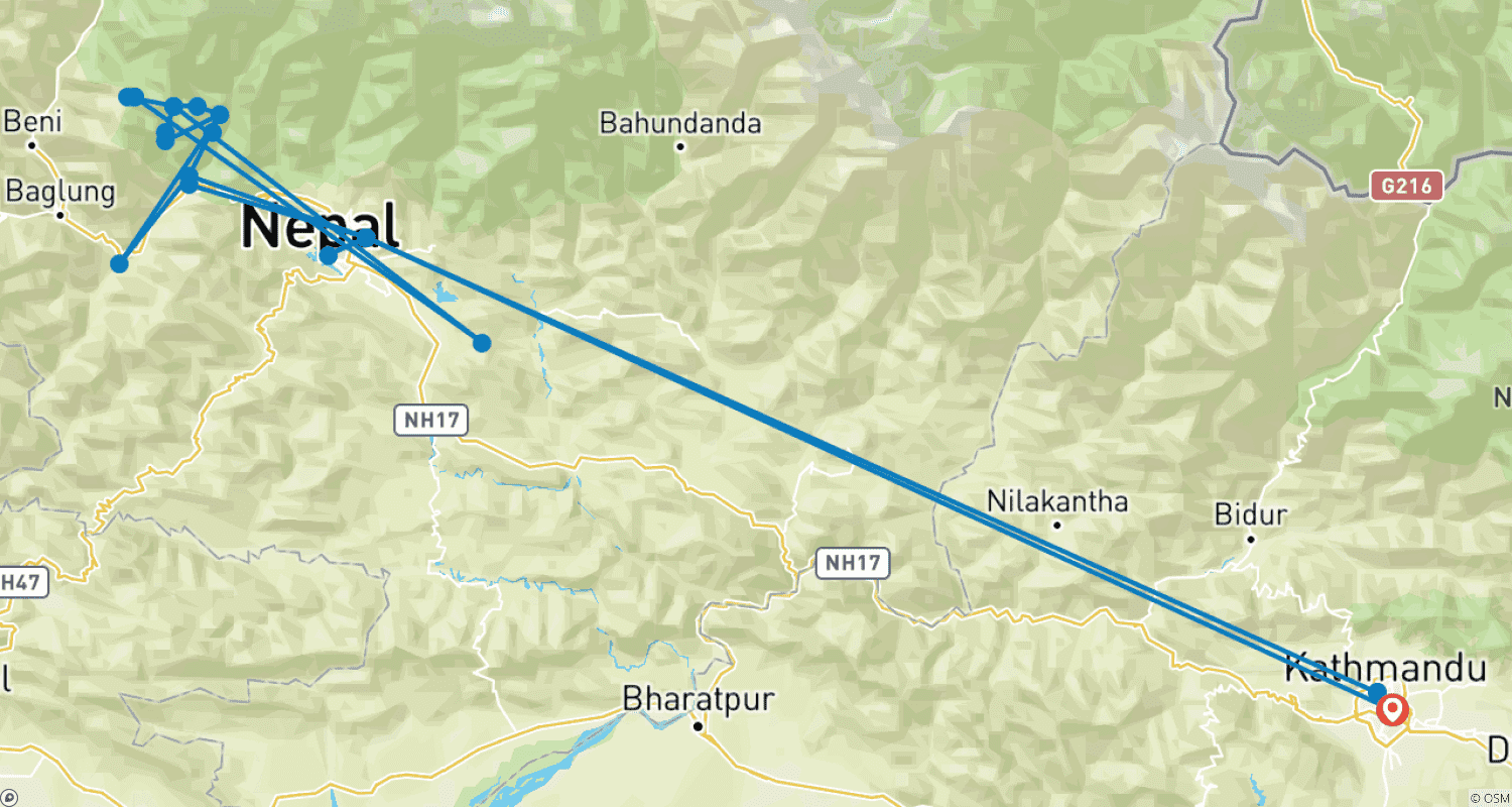 Mapa trasy: Wonderful Annapurna View Trek