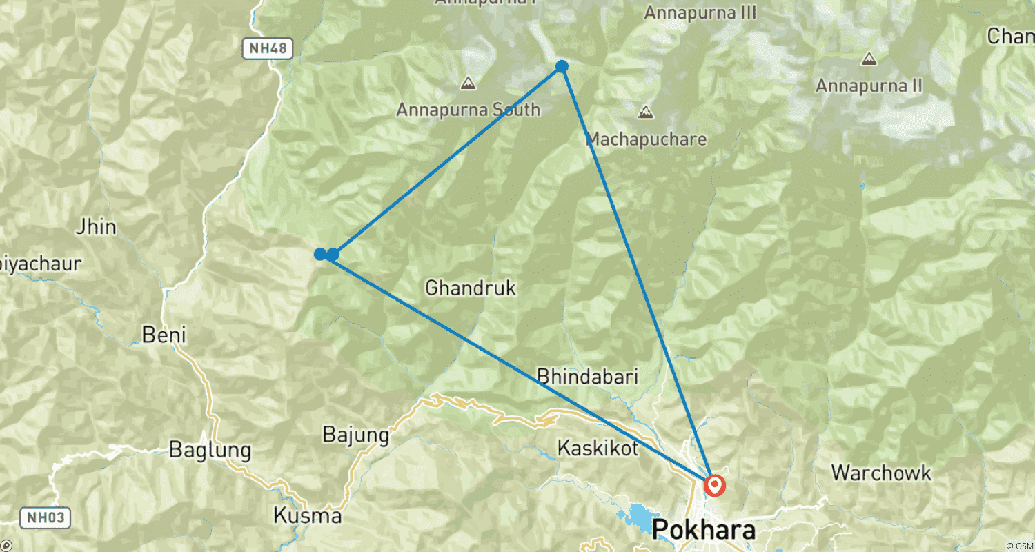 Mapa trasy: Prywatny Trek na Poon Hill 3 Dni