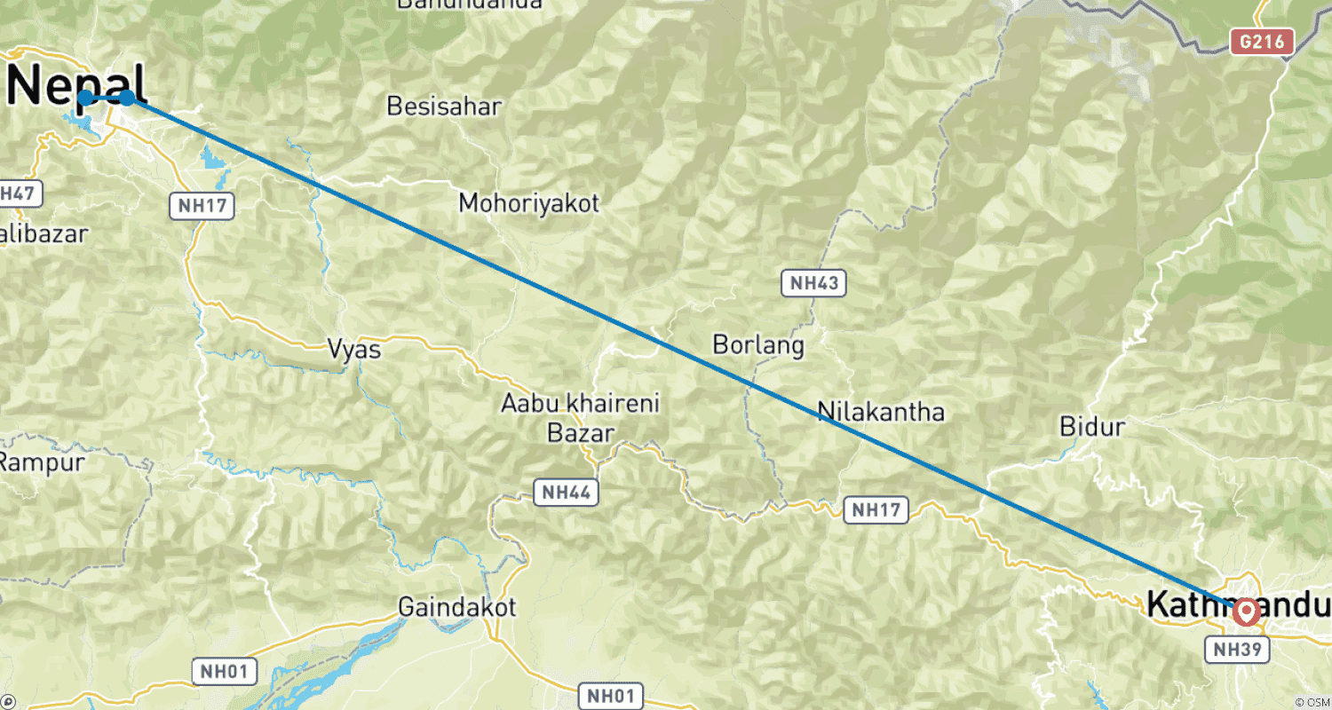 Mapa do percurso de Passeio por Pokhara, Nepal