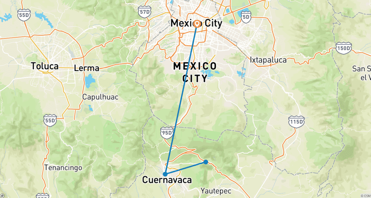 خريطة مسار Cuernavaca Tour: Unearth the Gems of the Eternal Spring State