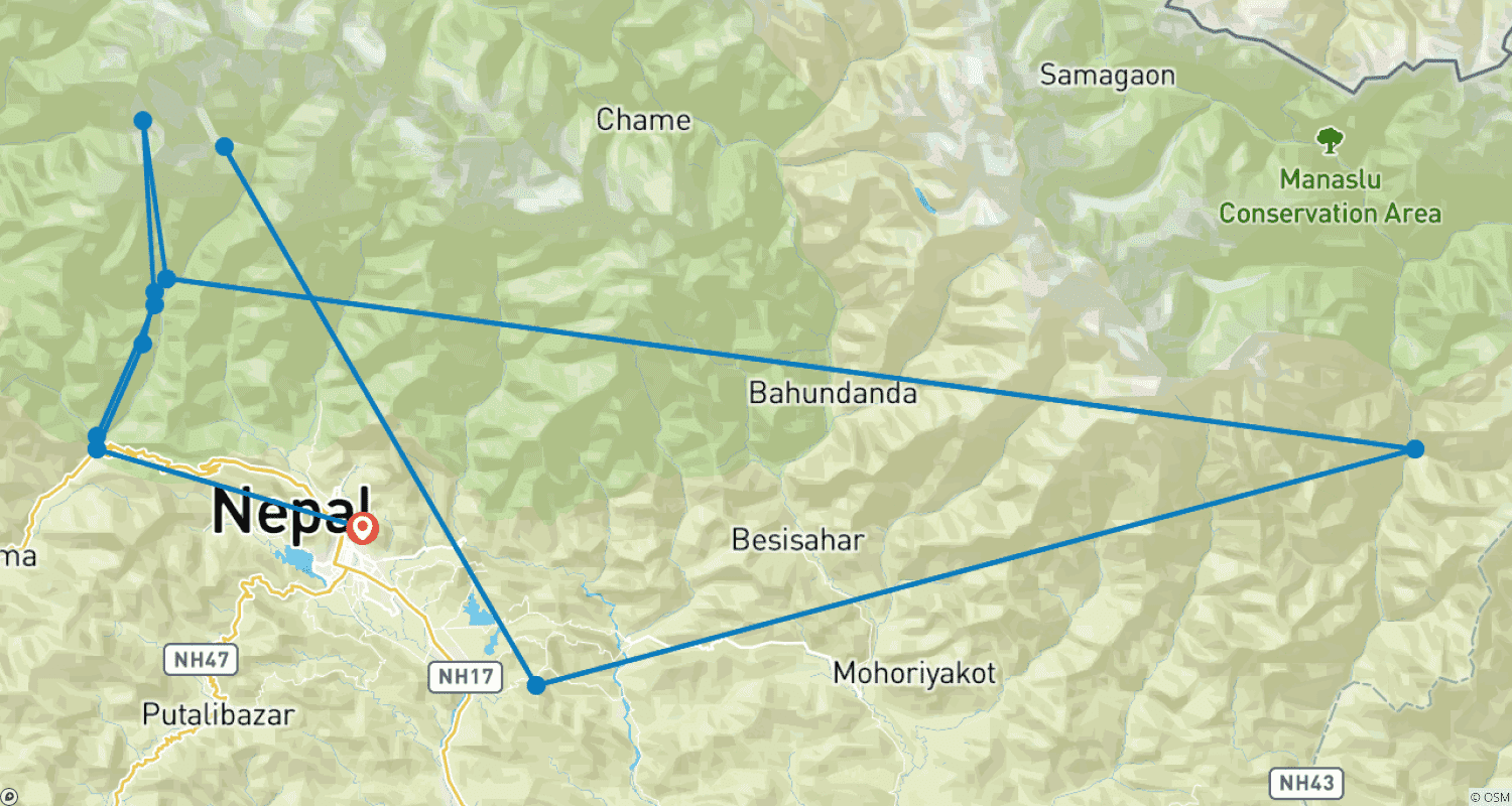 Mapa trasy: Krótki trekking do Annapurna Base Camp