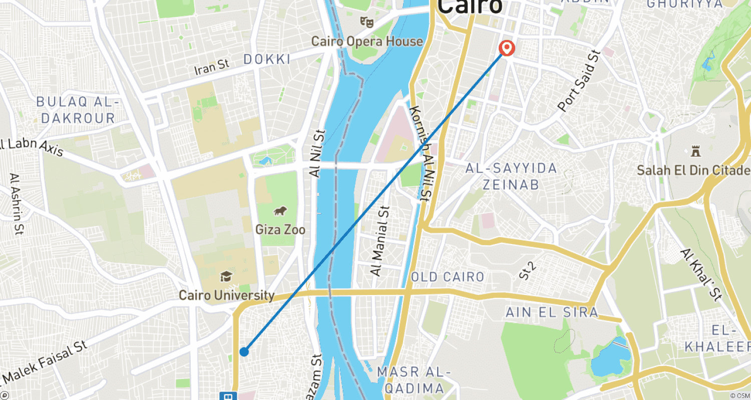 خريطة مسار Tutankhamen Tour - 3 Days (Giza Pyramids, Sphinx, Egyptian Museum & Entrance fees)