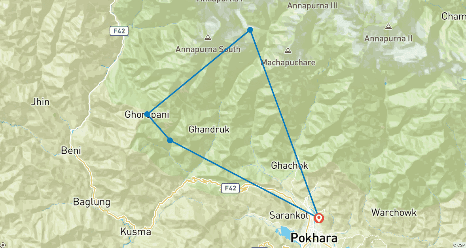 Mapa trasy: Trekking Poonhill (4 dni)